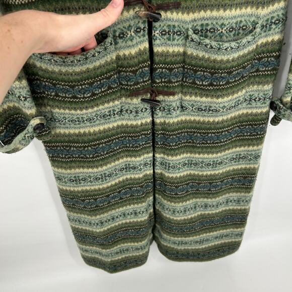 VTG Women's Green Polo Ralph Lauren Lambswool Fair Isle Long Cardigan Sweater~ M - Picture 5 of 7
